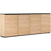 Denver 347 88" Low Profile Wall Cabinet TV Stand in Textured Oak with Black Top