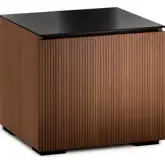 Manhattan 217 AV Cabinet in Medium Walnut with Black Glass Top