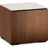 Manhattan 217 AV Cabinet in Medium Walnut with Matte Taupe Glass Top