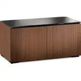 Manhattan 221 44" TV Stand AV Cabinet in Medium Walnut with Black Glass Top