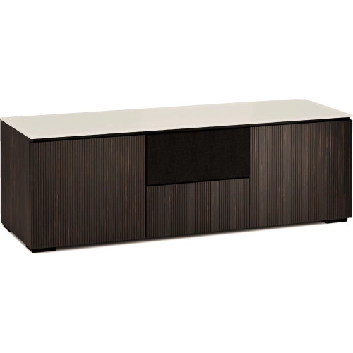 Manhattan 236 65" TV Stand AV Cabinet in Maro Ebony with Matte Taupe Glass Top