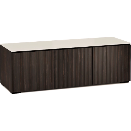 Manhattan 237 65" TV Stand AV Cabinet in Maro Ebony with Matte Taupe Glass Top