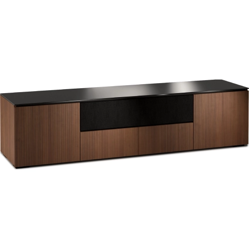 Manhattan 245 86" TV Stand AV Cabinet in Medium Walnut with Black Glass Top