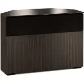 Manhattan 329 Corner TV Stand AV Cabinet in Maro Ebony with Black Glass Top