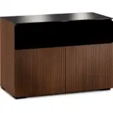 Manhattan 329 44" TV Stand AV Cabinet in Medium Walnut with Black Glass Top