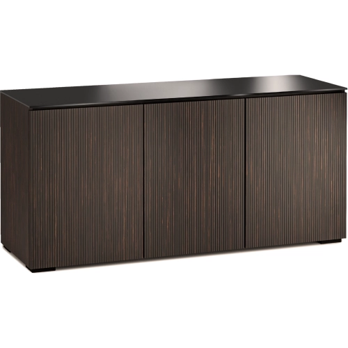Manhattan 337 65" TV Stand AV Cabinet in Maro Ebony with Black Glass Top