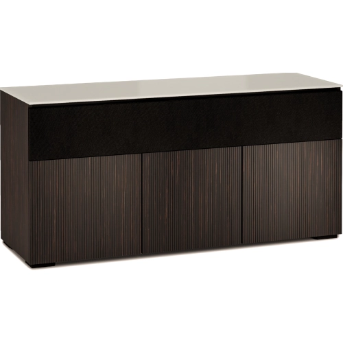 Manhattan 339 65" TV Stand AV Cabinet in Maro Ebony with Matte Taupe Glass Top