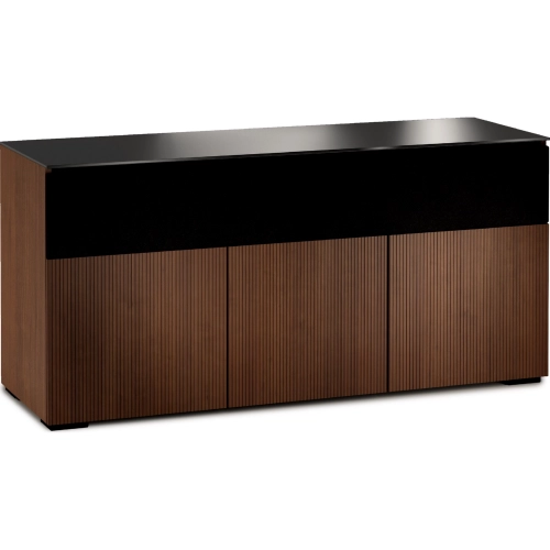 Manhattan 339 65" TV Stand AV Cabinet in Medium Walnut with Black Glass Top