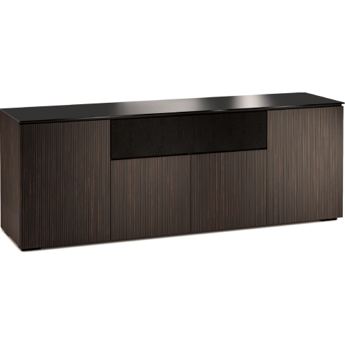 Manhattan 345 86" TV Stand AV Cabinet in Maro Ebony with Black Glass Top
