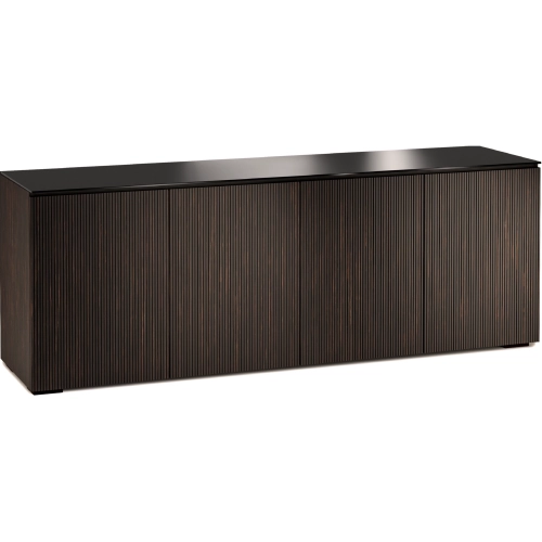 Manhattan 347 86" TV Stand AV Cabinet in Maro Ebony with Black Glass Top