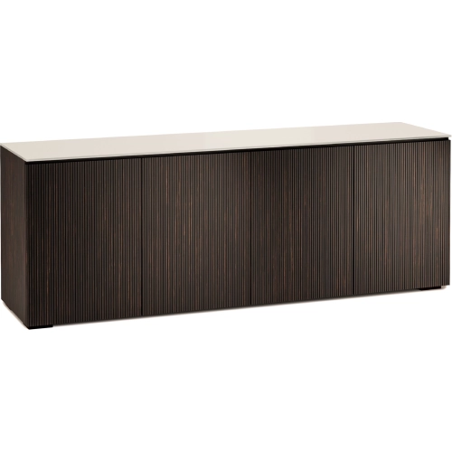 Manhattan 347 86" TV Stand AV Cabinet in Maro Ebony with Matte Taupe Glass Top