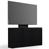 Chicago 337 64" Low Profile Wall Cabinet TV Stand with Mount in Textured Black Oak with Black Top