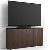 Manhattan 337 Low Profile Cabinet w/ TV Mount in Maro Ebony Finish & Black Glass