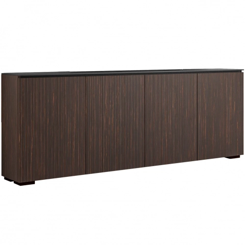 Manhattan 347 Low Profile Cabinet in Maro Ebony Finish & Black Glass