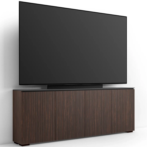 Manhattan 347 Low Profile Cabinet w/ TV Mount in Maro Ebony Finish & Black Glass
