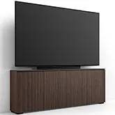 Manhattan 347 Low Profile Cabinet w/ TV Mount in Maro Ebony Finish & Black Glass