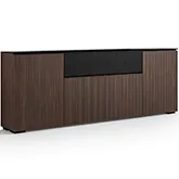 Manhattan 345 Low Profile Cabinet in Maro Ebony Finish & Black Glass