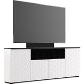Milan 345 85" Low Profile Wall Cabinet TV Stand & TV Mount in White & Black Glass