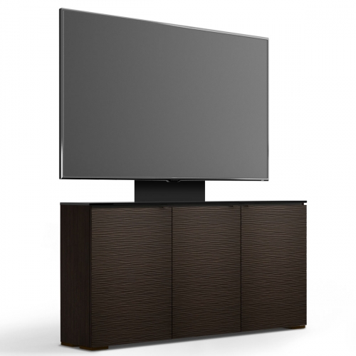 Berlin 337 64" Low Profile Wall Cabinet TV Stand with Mount in Textured Wenge with Black Top