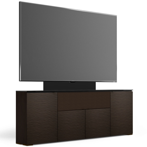 Berlin 345 88" Low Profile Wall Cabinet TV Stand with Mount in Textured Wenge with Black Top