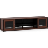 Synergy 248 Quad Width 87" AV Cabinet TV Stand in Walnut, Mesh Doors & Black Frame