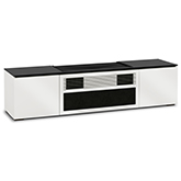 Miami 85" Credenza in Gloss Warm White with Black Top for Sony VPL-VZ1000ES Projector