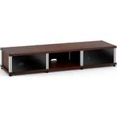 Synergy 131 Triple Width 65" AV Cabinet TV Stand in Walnut, Glass Doors & Aluminum Frame