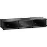 Synergy 134 Triple Width 65" AV Cabinet TV Stand in Black Oak, Glass Doors & Black Frame
