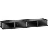 Synergy 141 Quad Width 87" AV Cabinet TV Stand in Black Oak, Glass Doors & Aluminum Frame