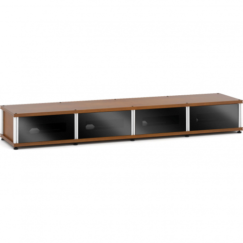 Synergy 141 Quad Width 87" AV Cabinet TV Stand in Cherry, Glass Doors & Aluminum Frame