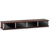 Synergy 141 Quad Width 87" AV Cabinet TV Stand in Walnut, Glass Doors & Aluminum Frame