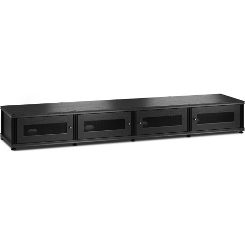 Synergy 147 Quad Width 87" AV Cabinet TV Stand in Black Oak, Mesh Doors & Black Frame