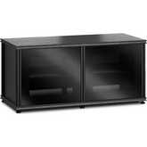 Synergy 221 Double Width 44" AV Cabinet TV Stand in Black Oak, Glass Doors & Black Frame
