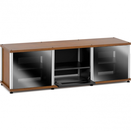 Synergy 233 Triple Width 65" AV Cabinet TV Stand in Cherry, Glass Doors & Aluminum Frame