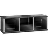 Synergy 236 Triple Width 65" AV Cabinet TV Stand in Black Oak, Glass Doors & Aluminum Frame