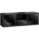 Synergy 236 Triple Width 65" AV Cabinet TV Stand in Black Oak, Glass Doors & Black Frame