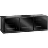 Synergy 237 Triple Width 65" AV Cabinet TV Stand in Black Oak, Glass Doors & Black Frame