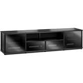 Synergy 243 Quad Width 87" AV Cabinet TV Stand in Black Oak, Glass Doors & Black Frame