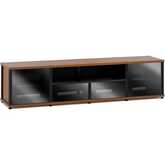 Synergy 243 Quad Width 87" AV Cabinet TV Stand in Cherry, Glass Doors & Black Frame