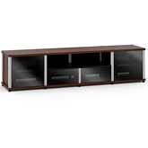 Synergy 243 Quad Width 87" AV Cabinet TV Stand in Walnut, Glass Doors & Aluminum Frame