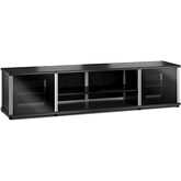 Synergy 248 Quad Width 87" AV Cabinet TV Stand in Black Oak, Glass Doors & Aluminum Frame