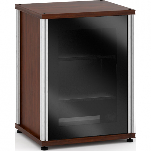 Synergy 30" Tall AV Cabinet Audio Rack in Walnut, Glass Doors & Aluminum Frame