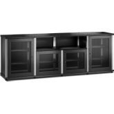Synergy 345 Quad Width 87" AV Cabinet TV Stand in Black Oak, Mesh Doors & Aluminum Frame