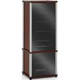 Synergy 603 60" Tall AV Cabinet Audio Rack in Walnut, Glass Doors & Aluminum Frame