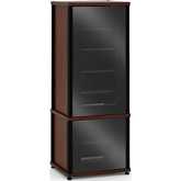 Synergy 603 60" Tall AV Cabinet Audio Rack in Walnut, Glass Doors & Black Frame