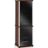 Synergy 703 70" Tall AV Cabinet Audio Rack in Walnut, Glass Doors & Aluminum Frame