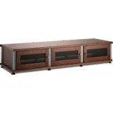 Synergy 133 Triple Width 65" AV Cabinet TV Stand in Walnut, Mesh Doors & Aluminum Frame