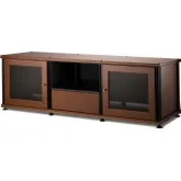 Synergy 236 Triple Width 65" AV Cabinet TV Stand in Cherry, Mesh Doors & Black Frame