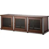 Synergy 237 Triple Width 65" AV Cabinet TV Stand in Walnut, Mesh Doors & Aluminum Frame