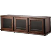 Synergy 237 Triple Width 65" AV Cabinet TV Stand in Walnut, Mesh Doors & Black Frame
